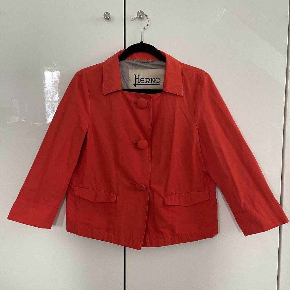 Herno Italy Salmon Pink Orange Cropped Jacket Coat 44